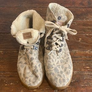 Toms Highlands Botas Tan Leopard Booties Burlap - 8 W